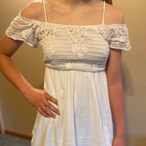 American Eagle Off the Shoulder White Lace Dress